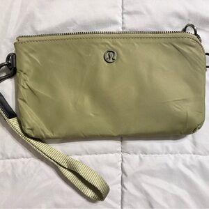 lululemon athletica light olive green wristlet clutch